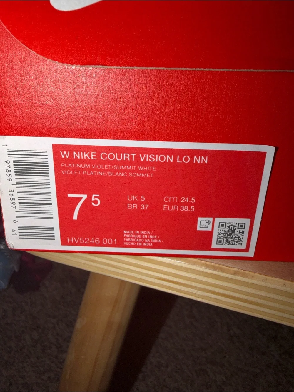 Moving Sale - Nike Court Vision Low NN Platinum Violet Women’s Size 7.5 Sneakers